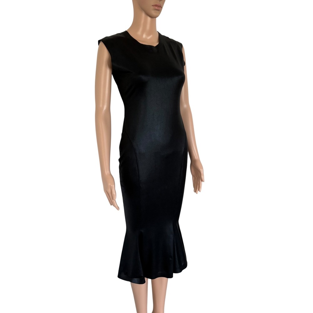 Norma Kamali Black Liquid Mermaid Midi Dress Sleeveless Crew Neck XS 34 Feminine - Picture 3 of 11